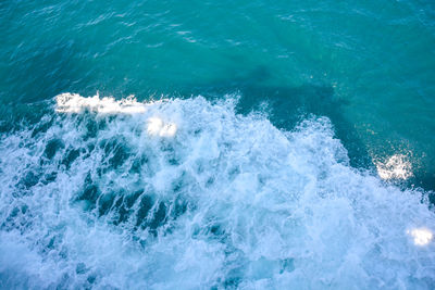 High angle view of waves in sea