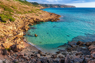 High angle view of sea shore