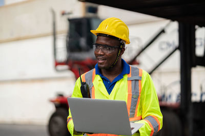 Man working on smart phone