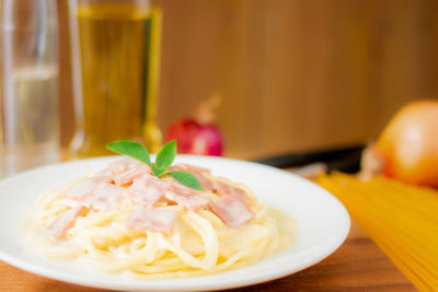 Close-up of meal served in bowl