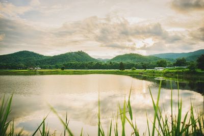 Scenic view of lake against sky