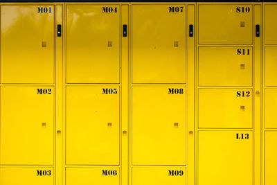 Full frame shot of yellow locker