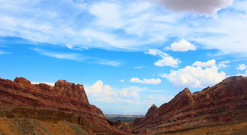 Panoramic view of rocky mountains against sky