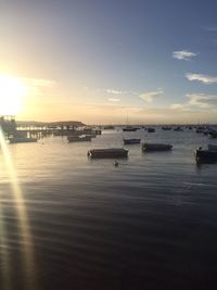 Scenic view of calm sea at sunset