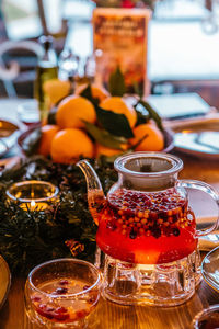 Close-up of tea served on table