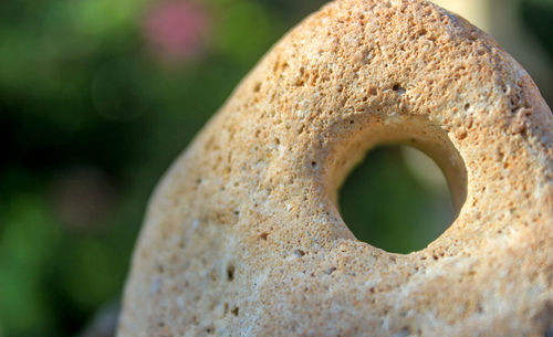 Close-up of hole in stone