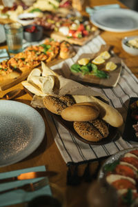 High angle view of food on table