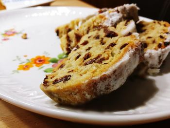 Close-up of bread in plate