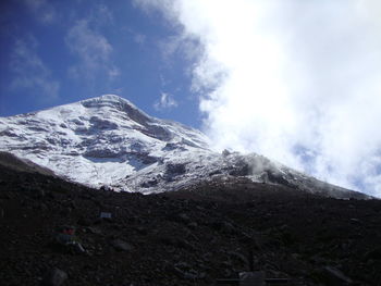 Scenic view of snowcapped mountain against sky