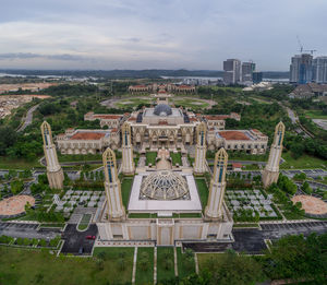 High angle view of buildings in city