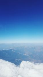 Aerial view of cloudscape against blue sky