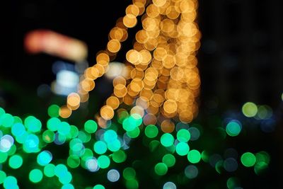 Close-up of illuminated christmas tree at night