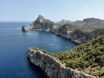 Scenic view of sea and mountains