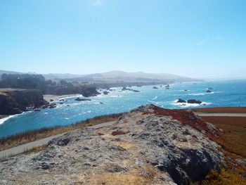 Scenic view of sea against clear sky