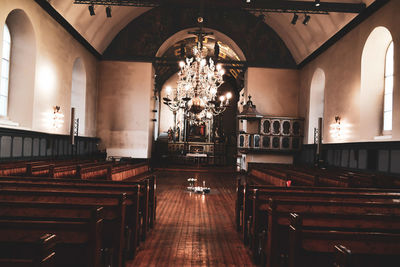 Interior of illuminated building