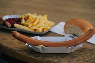 Close-up of breakfast on table