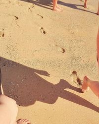 Cropped image of people on beach