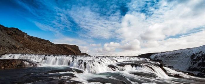 Scenic view of waterfall