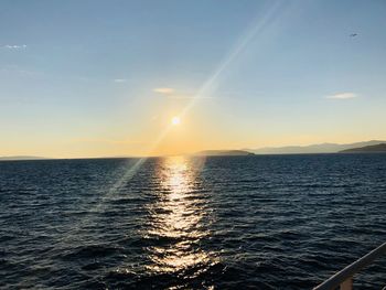 Scenic view of sea against sky at sunset