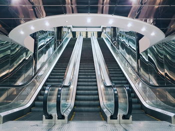 High angle view of escalator