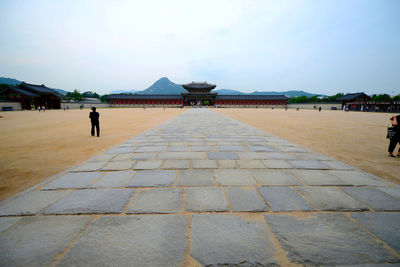 View of tourists at town square