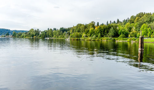 Scenic view of lake against sky