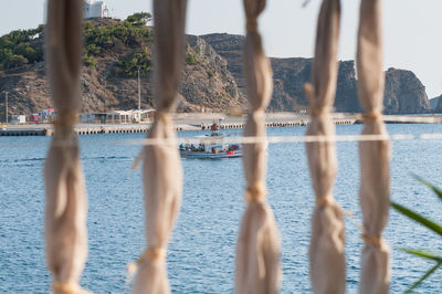 Panoramic view of sea against clear sky