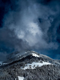 Scenic view of snow against sky at night