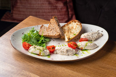Close-up of food in plate on table