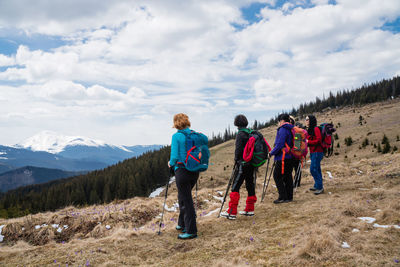 People walking on mountain