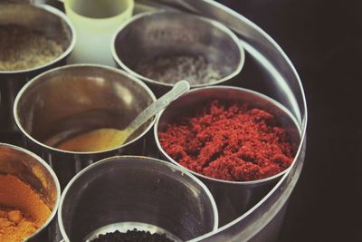 High angle view of food in container