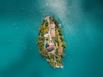 High angle view of swimming pool in sea