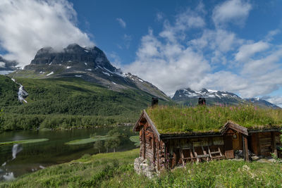 The innerdalen valley with its lakes, waterfalls, high mountains and old huts