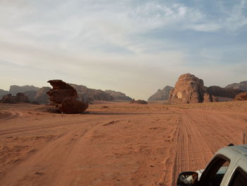 Scenic view of wadi rum desert against sky in jordan