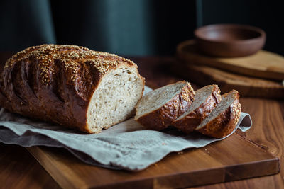 Close-up of bread on table