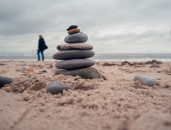 Stack of stones on beach