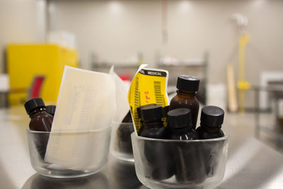 Close-up of drinks on table