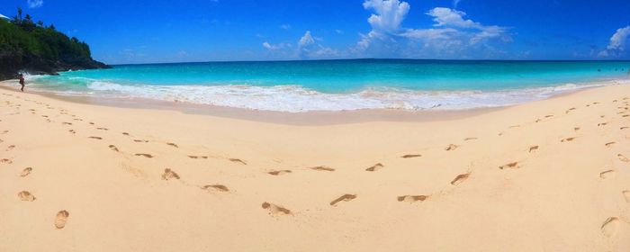 Scenic view of beach against sky