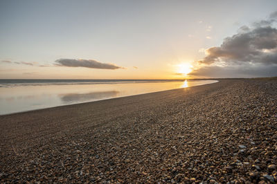 Scenic view of sea against sky at sunset