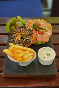 Close-up of food on table