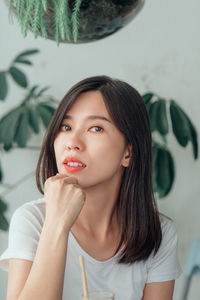 Portrait of woman with long hair