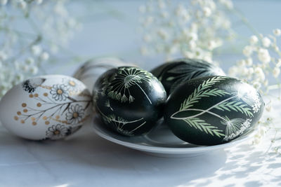 Close-up of christmas decorations on table