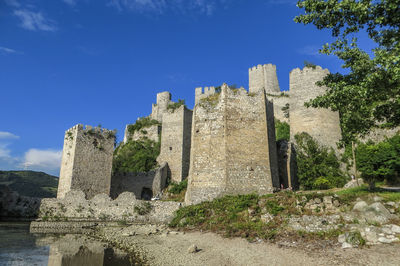 Low angle view of fort against sky