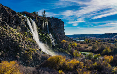 Scenic view of waterfall