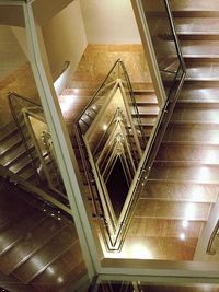 High angle view of spiral staircase