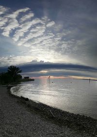 Scenic view of sea at sunset