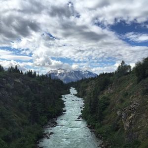 Scenic view of river flowing through rocks