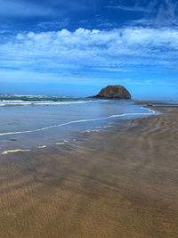 Scenic view of beach against sky