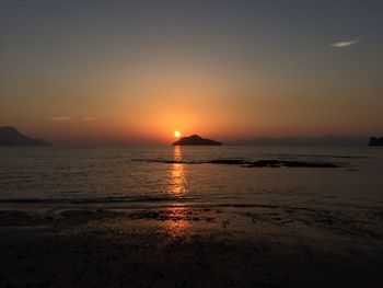 Scenic view of sea during sunset