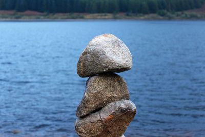 Close-up of rock on sea shore